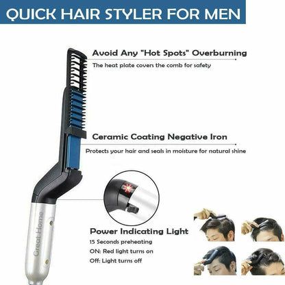 Hair Straightener Men Multifunctional Comb Curling Electric Brush Professional Hair Comb Brush Beard Straightener Hair Curler Fast Heating Styling Tools