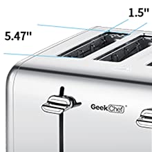 Prohibit Shelves In The Amazon. Toaster 4 Slice, Geek Chef Stainless Steel Extra-Wide Slot Toaster With Dual Control Panels Of Bagel,Defrost,Cancel Function,Ban Amazon