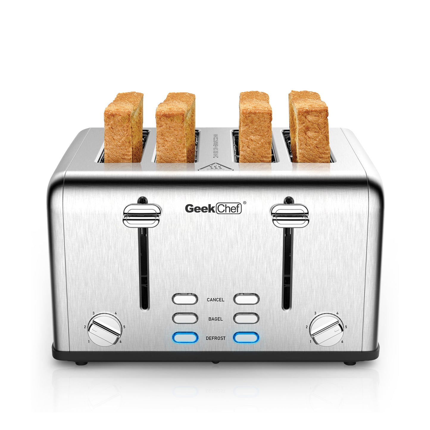 Prohibit Shelves In The Amazon. Toaster 4 Slice, Geek Chef Stainless Steel Extra-Wide Slot Toaster With Dual Control Panels Of Bagel,Defrost,Cancel Function,Ban Amazon